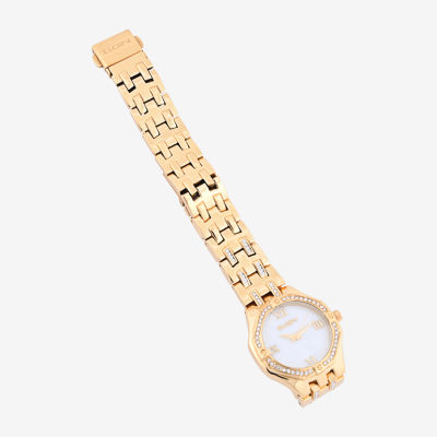 Elgin Womens Crystal Accent Gold Tone Bracelet Watch Eg170034st