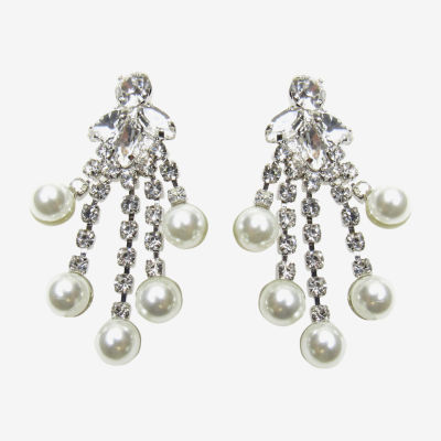 Vieste Rosa Simulated Pearl Chandelier Earrings