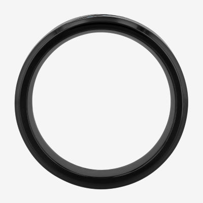 Mens Diamond Accent Natural Blue Stainless Steel Wedding Band