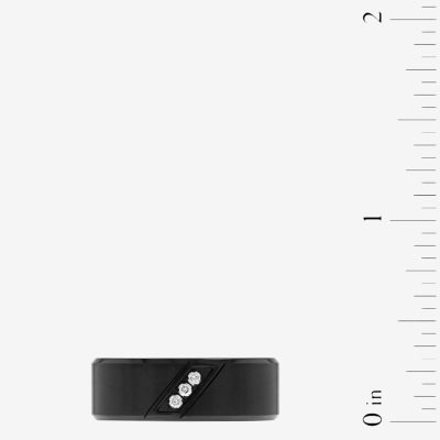 Mens 6MM Diamond Accent Natural White Diamond Stainless Steel Wedding Band