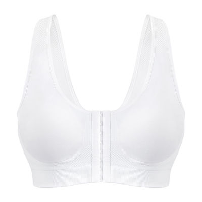 Bestform 5006014 Comfortable Unlined Wireless Cotton Stretch Sports Bra  with Front Closure