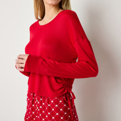 Arizona Body Womens Juniors Long Sleeve Crew Neck Pajama Top