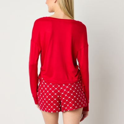 Arizona Body Womens Juniors Long Sleeve Crew Neck Pajama Top
