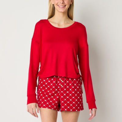 Arizona Body Womens Juniors Long Sleeve Crew Neck Pajama Top
