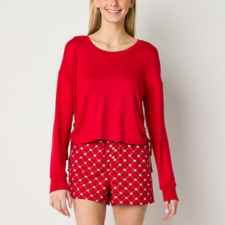 Arizona Body Womens Juniors Long Sleeve Crew Neck Pajama Top