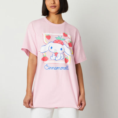 Juniors Sanrio Cinnamonroll Womens Crew Neck Short Sleeve Hello Kitty Graphic T-Shirt