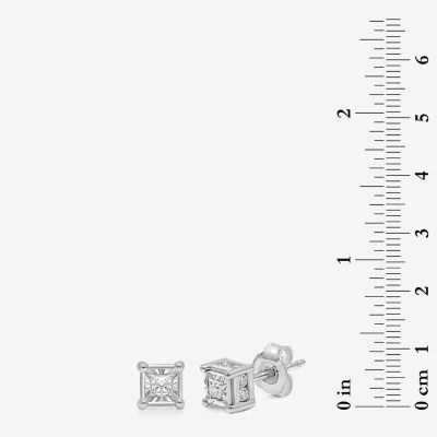 Tru Miracle 1/2 CT. T.W. Mined White Diamond 10K White Gold 5mm Square Stud Earrings