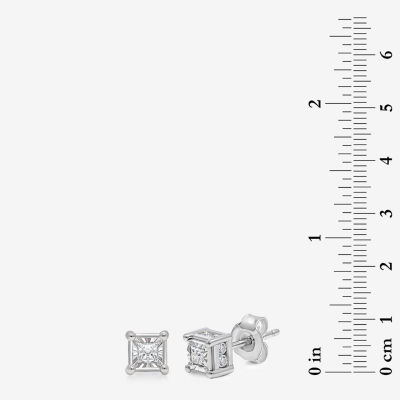 Tru Miracle 1/2 CT. T.W. Natural White Diamond 10K Gold 5mm Princess-cut Stud Earrings