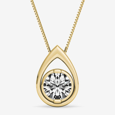 Sirena Womens 1/ CT. T.W. Mined White Diamond 14K Gold Pendant Necklace