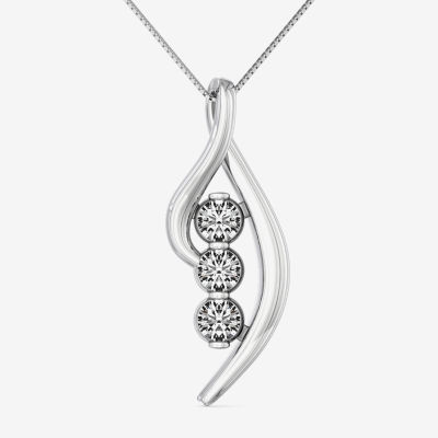 Sirena Womens 1/ CT. T.W. Natural White Diamond 14K White Gold Pendant Necklace