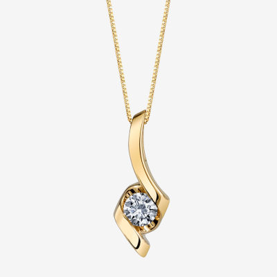 Sirena® 1/10 CT. Natural Diamond 14K Yellow Gold Ribbon Pendant Necklace