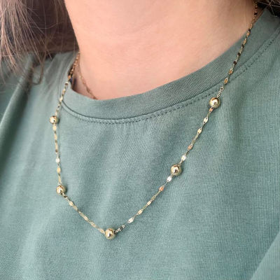 Made in Italy 14K Gold 18 Inch Solid Bead Chain Necklace