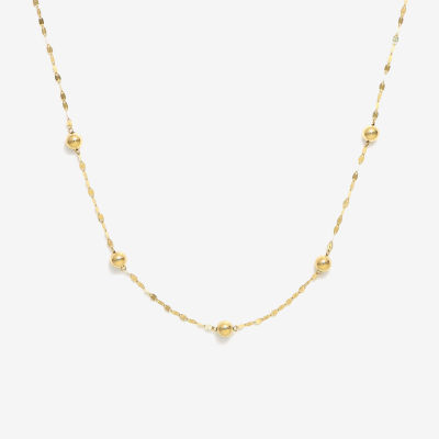 Made in Italy 14K Gold 18 Inch Solid Bead Chain Necklace