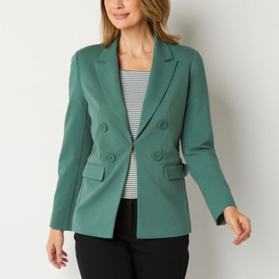 Liz Claiborne Ponte Womens Classic Fit Blazer, Color: Dark Forest ...