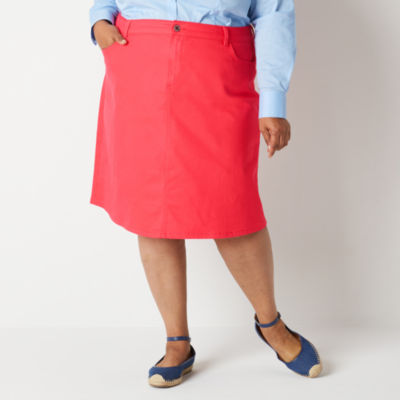 Liz Claiborne Womens Mid Rise Denim Skirt