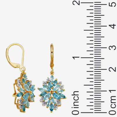 Genuine Blue Topaz 18K Gold Over Silver Drop Earrings