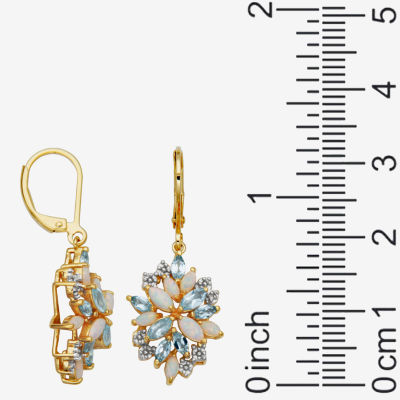 Lab Created Multi Color Opal 18K Gold Over Silver Drop Earrings