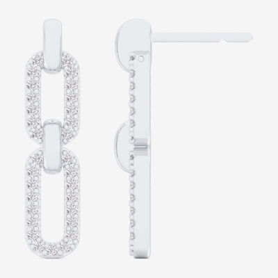 (G-H / Si1-Si2) Womens 1/4 CT. T.W. Lab Grown White Diamond 10K White Gold Paperclip Drop Earrings