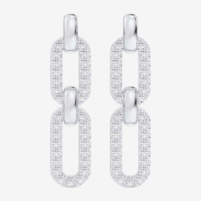 G-H / Si1-Si2) 1/4 CT. T.W. Lab Grown White Diamond 10K White Gold Paperclip Drop Earrings