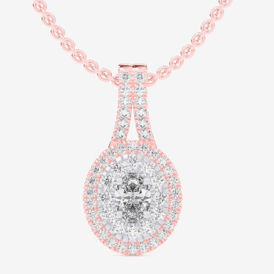 (G-H / Vs1-Vs2) Womens 1/2 CT. T.W. Lab Grown White Diamond 10K White, Yellow, or Rose Gold Oval Pendant Necklace