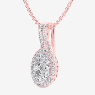 (G-H / Vs1-Vs2) Womens 1/2 CT. T.W. Lab Grown White Diamond 10K White, Yellow, or Rose Gold Oval Pendant Necklace