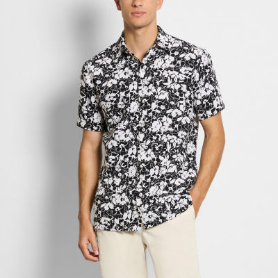 Van Heusen Mens Regular Fit Short Sleeve Floral Button-Down Shirt