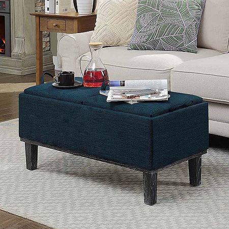 Designs4Comfort Storage Ottoman, One Size, Blue