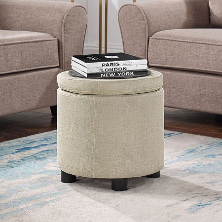 Designs4Comfort Round Storage Ottoman, One Size, Brown