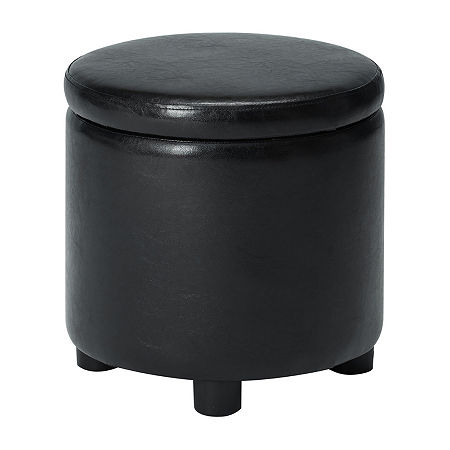 Designs4Comfort Round Storage Ottoman, One Size, Black