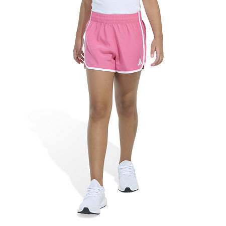 adidas Big Girls Mid Rise Running Short, Medium (10-12), Pink