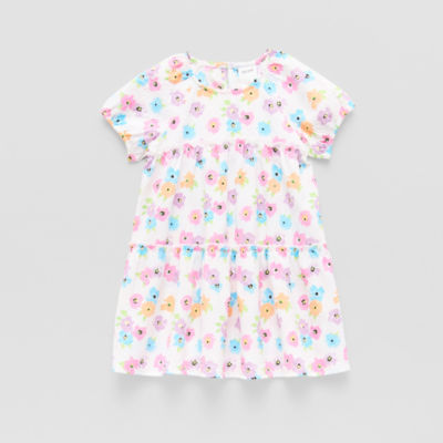 Okie Dokie Toddler & Little Girls Short Sleeve Fitted Sleeve A-Line Dress