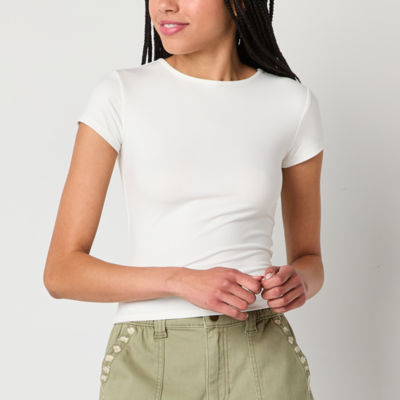 Arizona Womens Crew Neck Short Sleeve Juniors T-Shirt