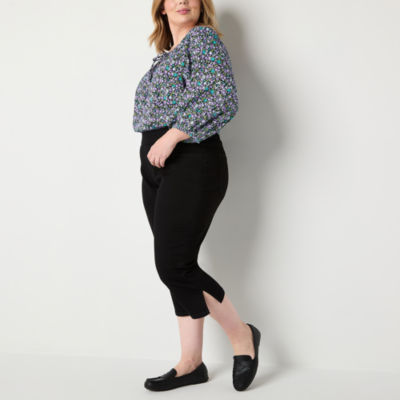 St. John's Bay Womens Plus Straight High Rise Cropped Pant
