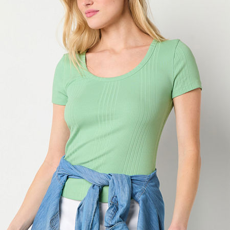 a.n.a Womens Scoop Neck Short Sleeve T-Shirt, Petite Xx-large, Green