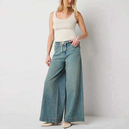 a.n.a Soft Drape Womens Low Rise Wide Leg Jean