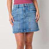 Arizona Womens Mid Rise Denim Skirt-Juniors