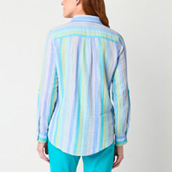 St. John's Bay Polar Fleece Womens V Neck Long Sleeve