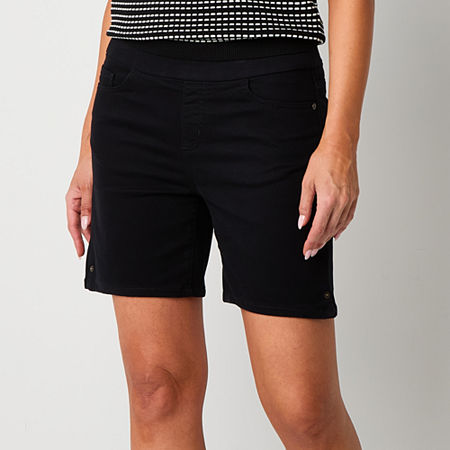 Liz Claiborne Amber Womens Mid Rise Pull-On Short, 16, Black