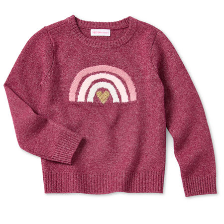 Okie Dokie Toddler & Little Girls Crew Neck Long Sleeve Pullover Sweater, 18 Months, Pink