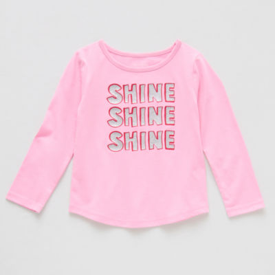 Okie Dokie Toddler & Little Girls Round Neck Long Sleeve Graphic T-Shirt