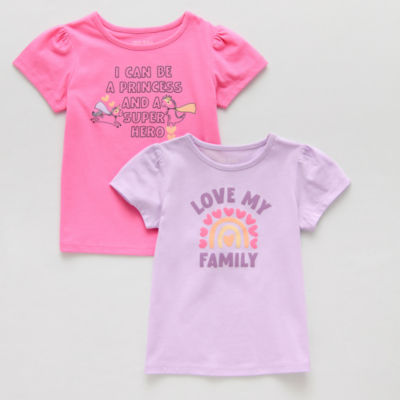 Okie Dokie Toddler & Little Girls 2-pc. Round Neck Short Sleeve Graphic T-Shirt