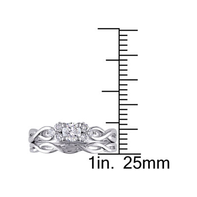 1/ CT.T.W. Natural Diamond 14K White Gold Bridal Ring Set