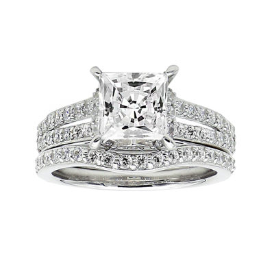 DiamonArt® Cubic Zirconia Sterling Silver Bridal Set