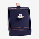 Sparkle Allure Crystal 18K Rose Gold Over Brass Rectangular Engagement Ring