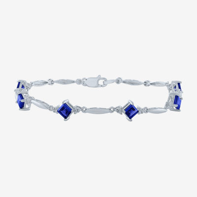 Diamond Accent Lab Created Blue Sapphire Sterling Silver Tennis Bracelet