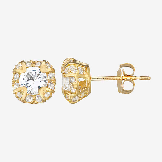 Lab Created White Sapphire 10K Gold 1/4 Inch Stud Earrings