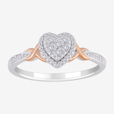 Promise My Love Womens 1/6 CT. T.W. Natural White Diamond Sterling Silver Heart Promise Ring