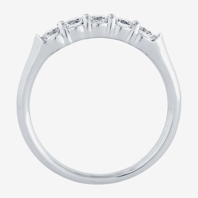 (H-I / I1) 1/2 CT. T.W. Lab Grown White Diamond 10K Gold 5-Stone Wedding Band