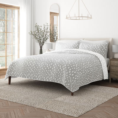 Casual Comfort Dots Reversible Quilt Set, Color: Light Gray - JCPenney