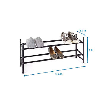 White/Gray Metal 3 Tier Adjustable/Expandable Shoe and Boot Rack